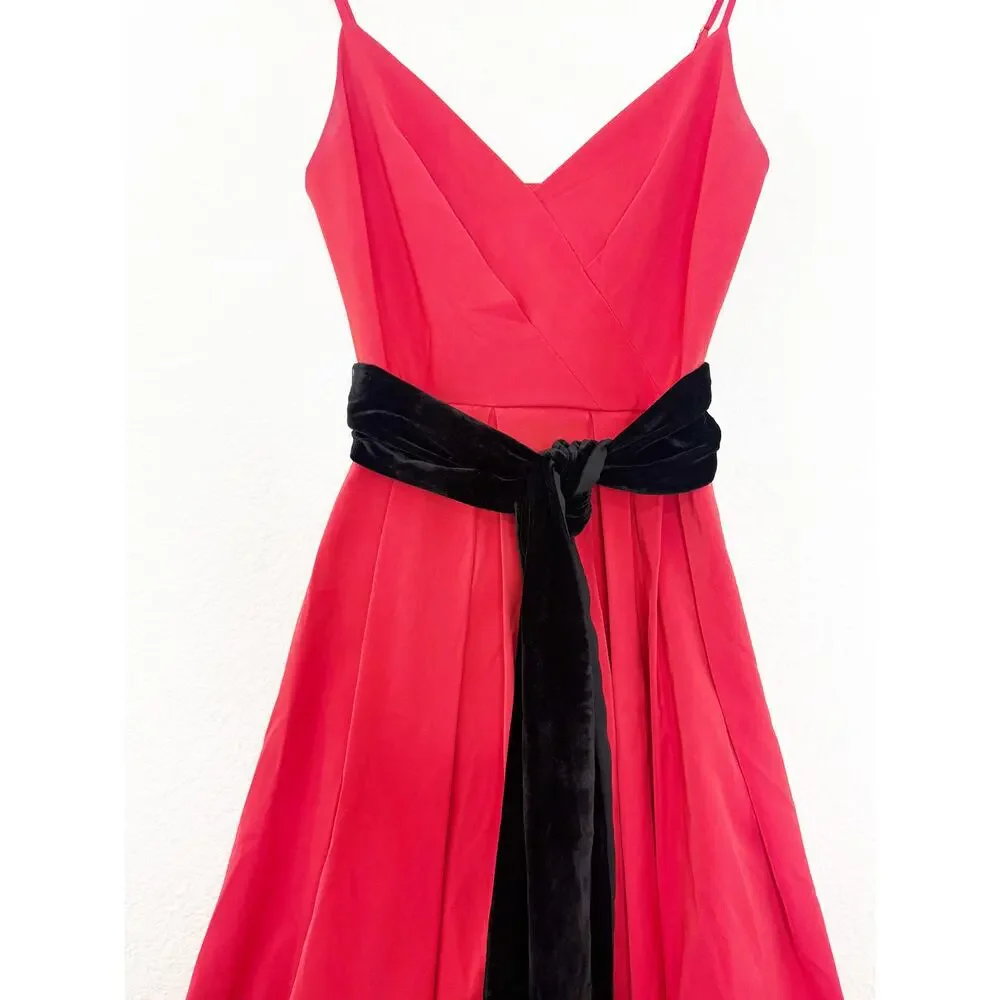 J. crew Red Aline Pleated Cocktail Dress Size 00 Vday Cocktail Wedding